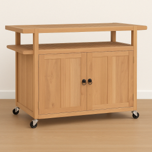 Rustic Elegance Bar Cart – 120x50x90 cm Solid Teak Wood
