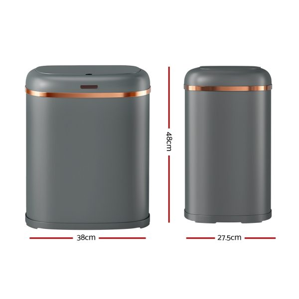 Devanti 38L Motion Sensor Bin Rubbish Automatic Grey - Image 2