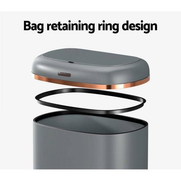Devanti 38L Motion Sensor Bin Rubbish Automatic Grey - Image 4