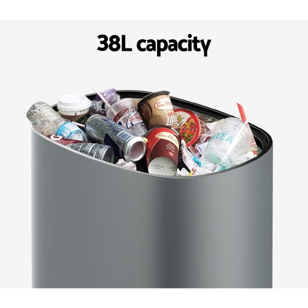 Devanti 38L Motion Sensor Bin Rubbish Automatic Grey - Image 5