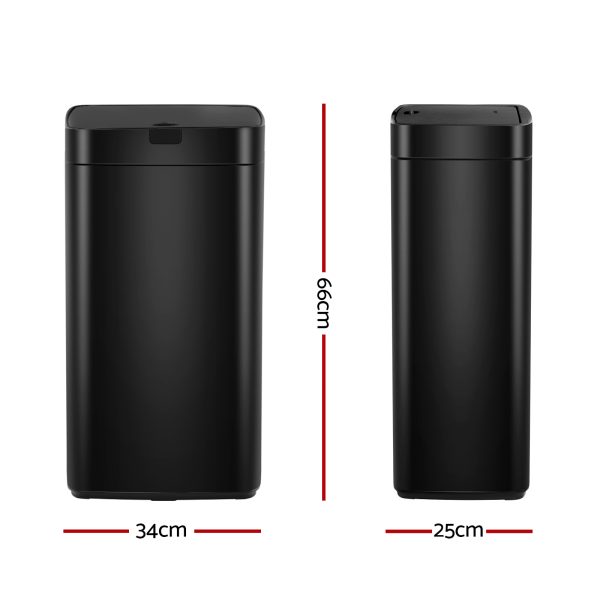 Devanti 45L Motion Sensor Bin Rubbish Automatic Black - Image 2