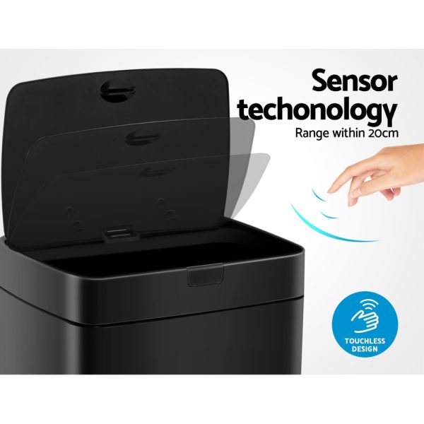 Devanti 45L Motion Sensor Bin Rubbish Automatic Black - Image 4
