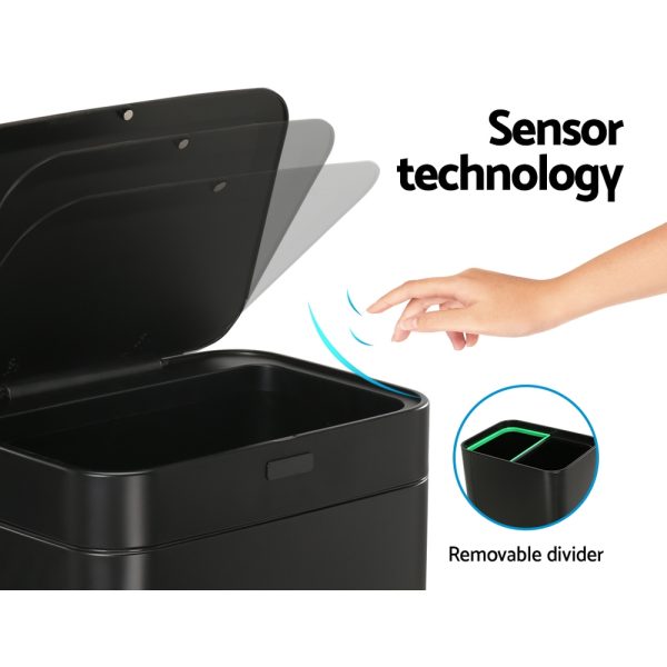 Devanti 70L Motion Sensor Bin Pedal Bins Automatic Black - Image 5