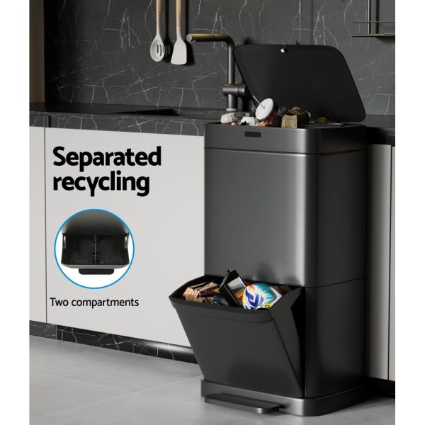Devanti 70L Motion Sensor Bin Pedal Bins Automatic Black - Image 6