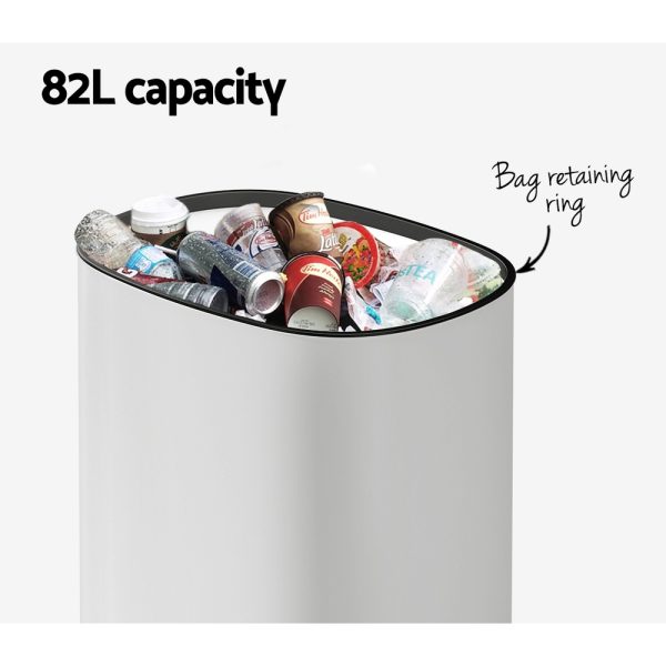 Devanti 82L Motion Sensor Bin Rubbish Automatic White - Image 5