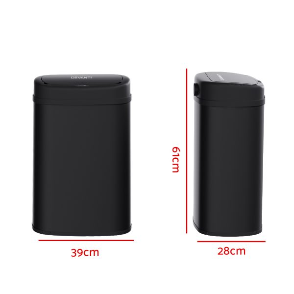 Devanti 50L Sensor Bin Motion Rubbish Automatic Black - Image 3