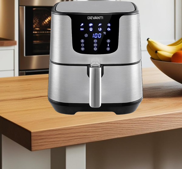 Devanti Air Fryer 7L LCD Fryers Stainless Steel