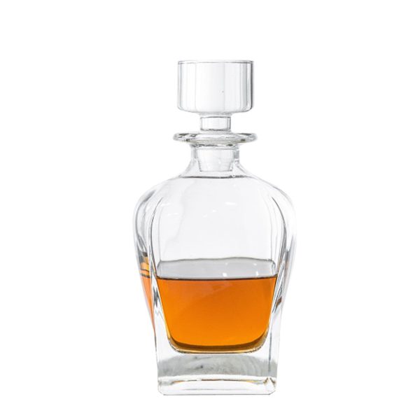Novare Oval Whiskey Decanter Bottle With 4 Whiskey Glasses Set - Image 4