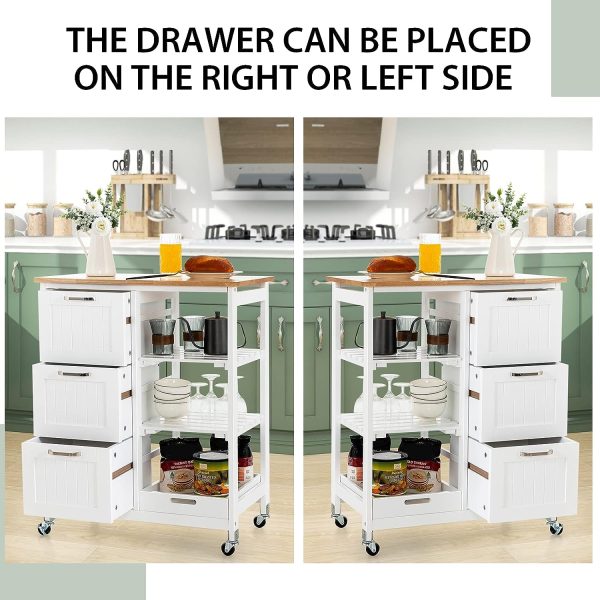 Kitchen Island on Wheels with Storage - Image 4