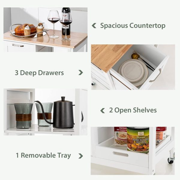 Kitchen Island on Wheels with Storage - Image 5