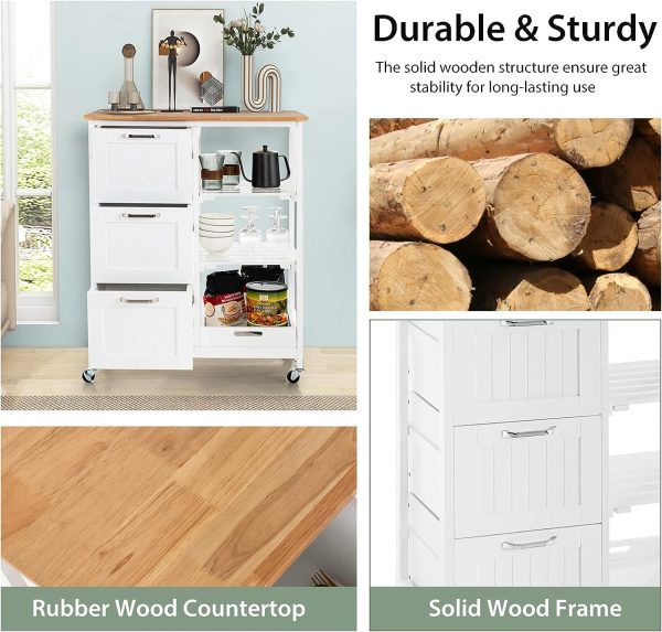 Kitchen Island on Wheels with Storage - Image 6