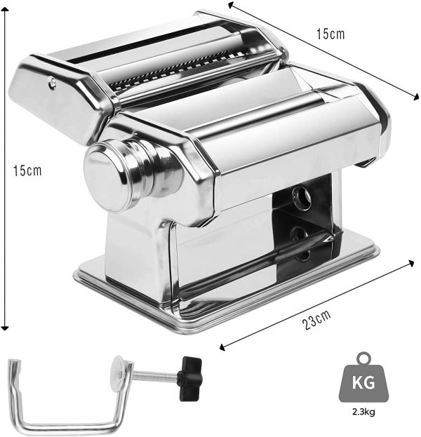 Pasta Maker Manual Steel Machine with 8 Adjustable Thickness Settings - Image 2