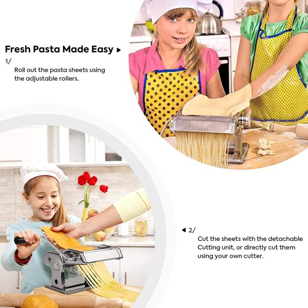 Pasta Maker Manual Steel Machine with 8 Adjustable Thickness Settings - Image 3