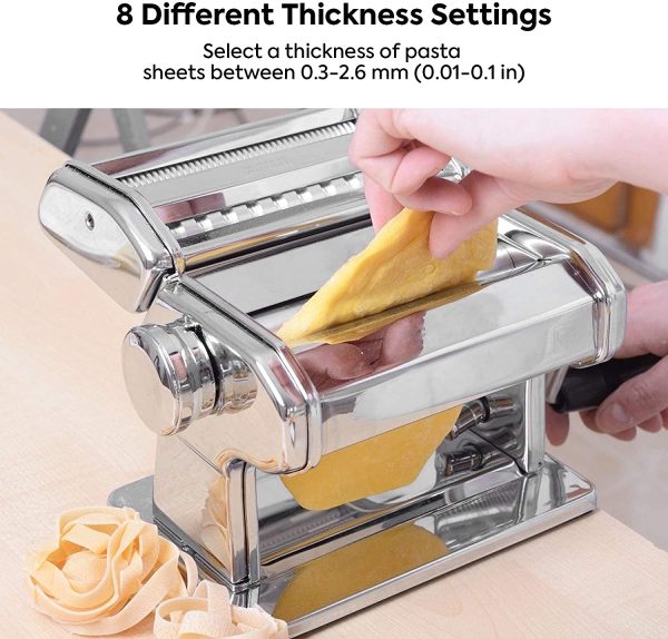 Pasta Maker Manual Steel Machine with 8 Adjustable Thickness Settings - Image 5