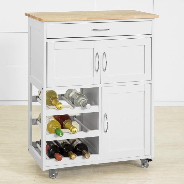 Kitchen Trolley with Wine Racks, Portable Workbench and Serving Cart for Bar or Dining - Image 2