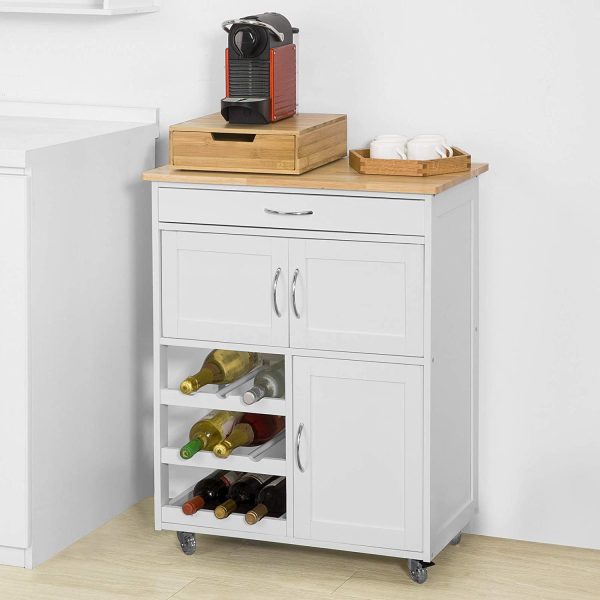 Kitchen Trolley with Wine Racks, Portable Workbench and Serving Cart for Bar or Dining - Image 3
