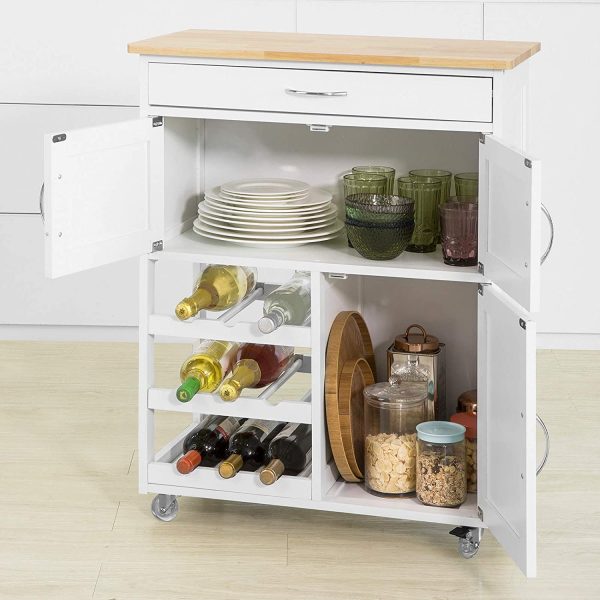 Kitchen Trolley with Wine Racks, Portable Workbench and Serving Cart for Bar or Dining - Image 4