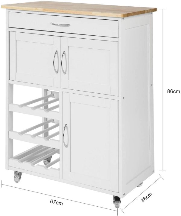 Kitchen Trolley with Wine Racks, Portable Workbench and Serving Cart for Bar or Dining - Image 6