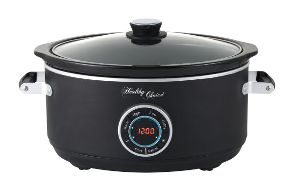 6.5L Digital Ceramic Slow Cooker with LED Control – Stainless Steel | Easy Family Meals
