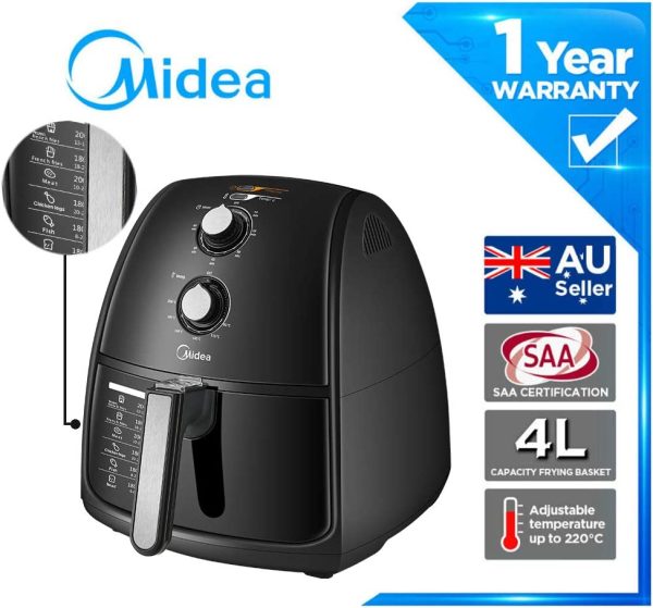 Midea 4L 1500W Multi-functional Air Fryer - Black - Image 2