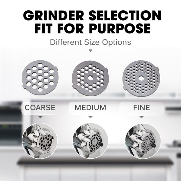 EUROCHEF Electric Meat Grinder, Stainless Steel Mincer Sausage Filler Kibbe Maker, Black - Image 3