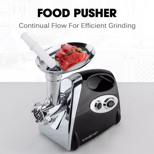 EUROCHEF Electric Meat Grinder, Stainless Steel Mincer Sausage Filler Kibbe Maker, Black - Image 4