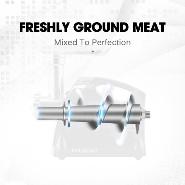 EUROCHEF Electric Meat Grinder, Stainless Steel Mincer Sausage Filler Kibbe Maker, Black - Image 6