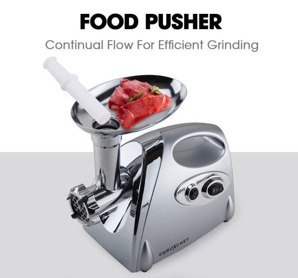 EUROCHEF Electric Meat Grinder, Stainless Steel Mincer Sausage Filler Kibbe Maker, Silver - Image 4