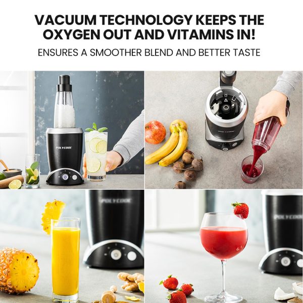 POLYCOOL 1000W 5in1 Vacuum Blender, 700ml Capacity, With Heating Jug and Grinder Cup - Image 3