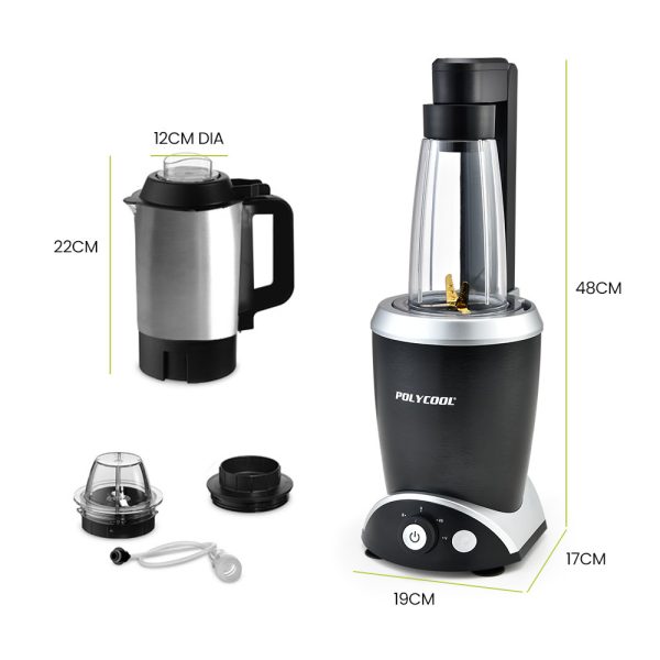 POLYCOOL 1000W 5in1 Vacuum Blender, 700ml Capacity, With Heating Jug and Grinder Cup - Image 6
