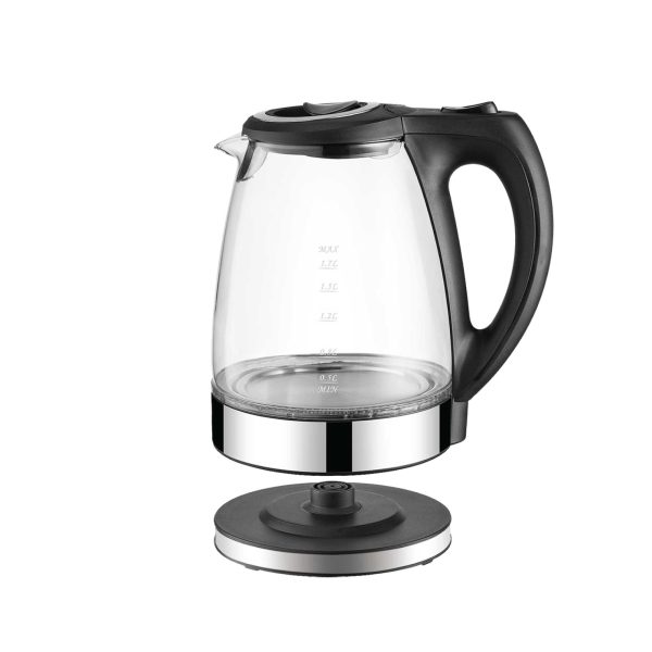 1.7L Electric Glass Kettle LED Blue Light 360 Automatic Cordless Water Boiling Jug - Image 2