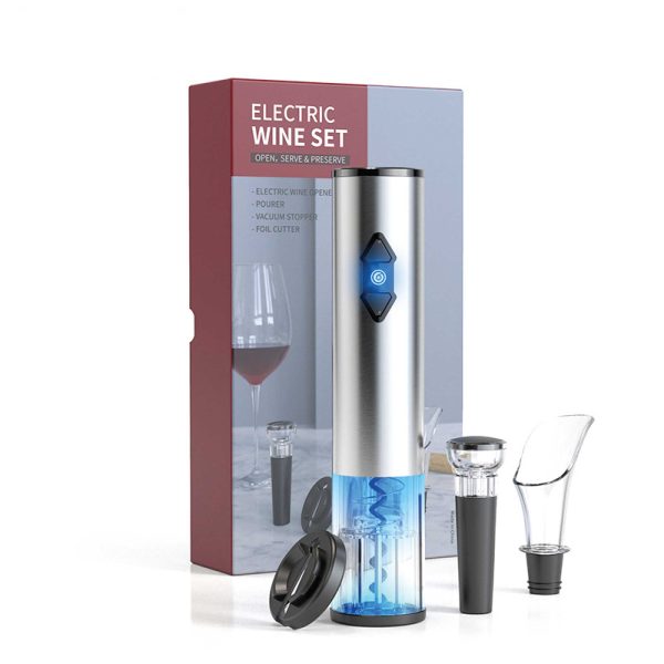 Electric Wine Bottle Opener Set - Automatic Corkscrew Pourer Pump Sealer Cutter - Image 3