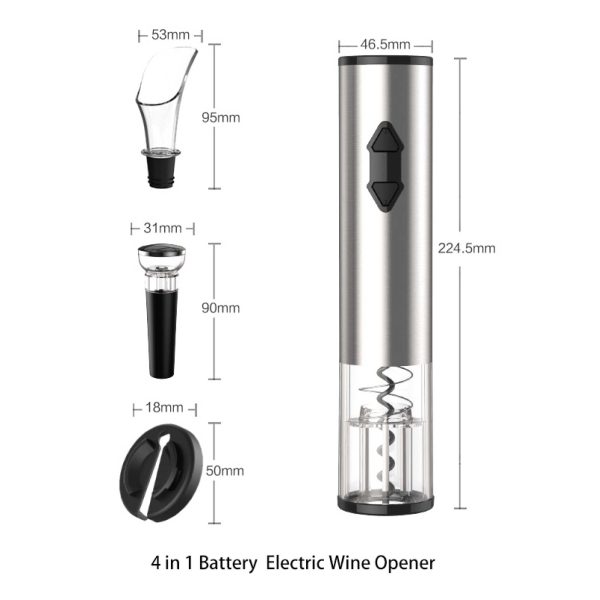 Electric Wine Bottle Opener Set - Automatic Corkscrew Pourer Pump Sealer Cutter - Image 4