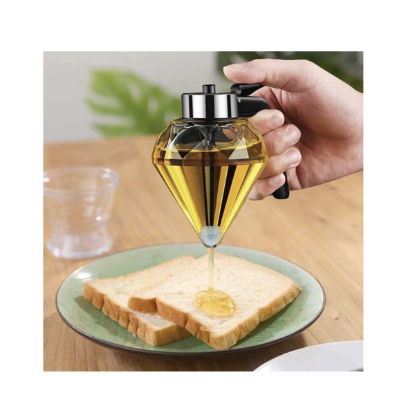200ml Oil Honey Dispenser - Syrup Sauce Glass Pourer - Diamond Pot and Stand - Image 2