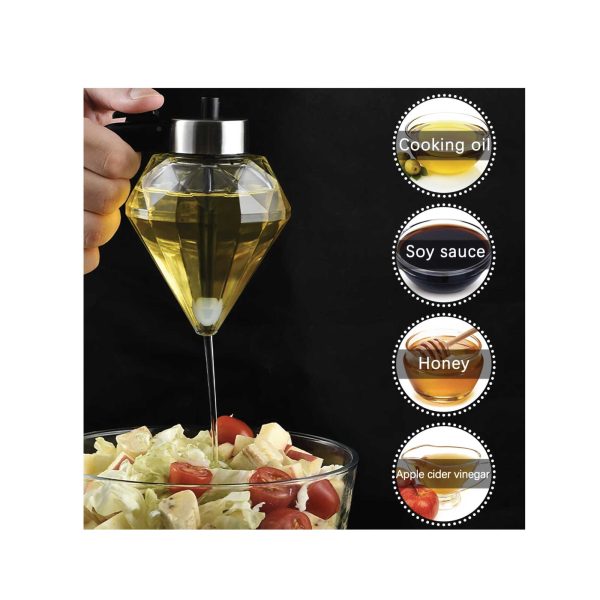 200ml Oil Honey Dispenser - Syrup Sauce Glass Pourer - Diamond Pot and Stand - Image 4