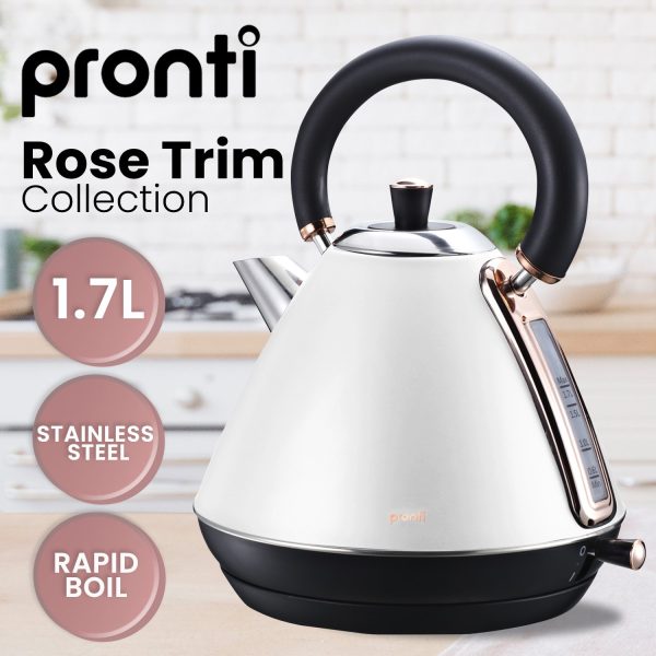 Pronti Toaster, Kettle & Coffee Machine Breakfast Set - White - Image 4