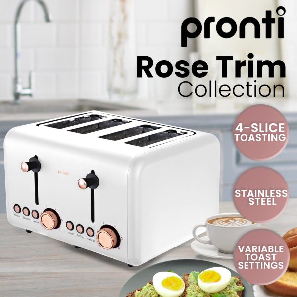 Pronti Toaster, Kettle & Coffee Machine Breakfast Set - White - Image 5