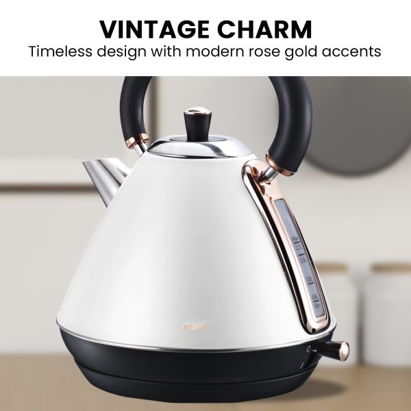 Pronti 1.7l Rose Trim Collection Kettle - White - Image 4