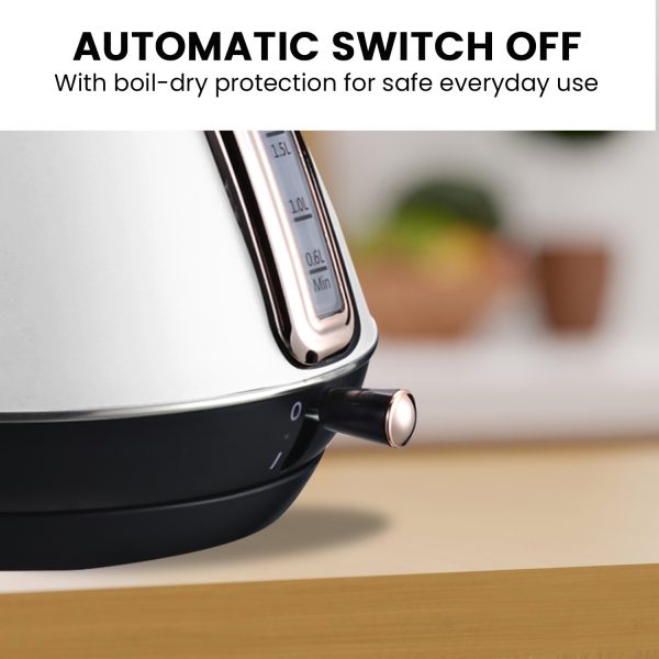 Pronti 1.7l Rose Trim Collection Kettle - White - Image 5