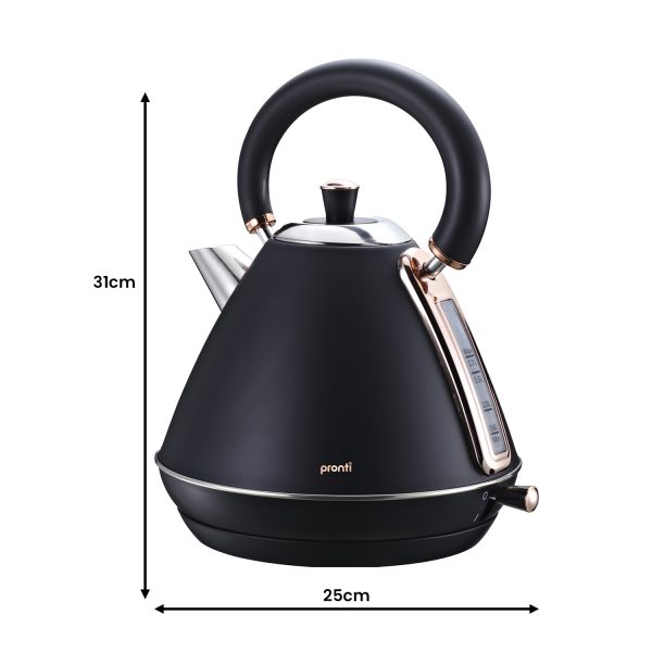 Pronti Rose Trim Collection Toaster & Kettle Bundle - Black - Image 3
