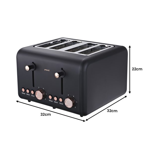 Pronti Rose Trim Collection Toaster & Kettle Bundle - Black - Image 4