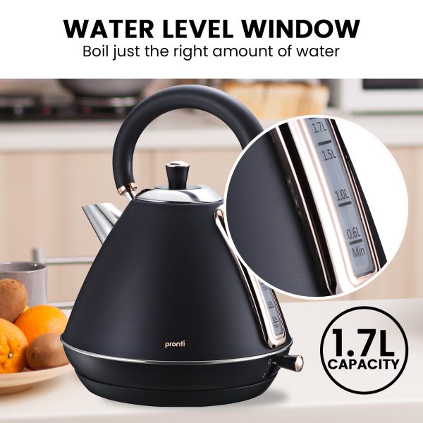 Pronti Rose Trim Collection Toaster & Kettle Bundle - Black - Image 6