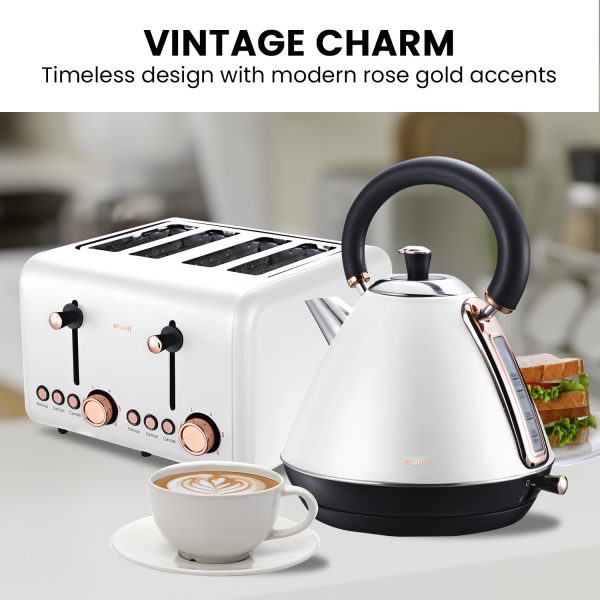 Pronti Rose Trim Collection Toaster & Kettle Bundle - White - Image 5