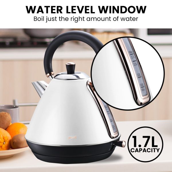 Pronti Rose Trim Collection Toaster & Kettle Bundle - White - Image 6