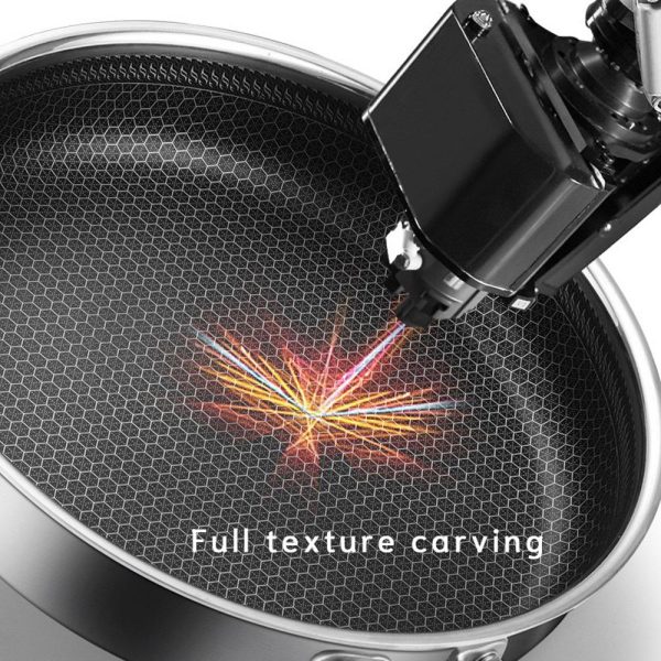 Stainless Steel Frying Pan Non-Stick Cooking Frypan Cookware 28cm Honeycomb Double Sided - Image 4