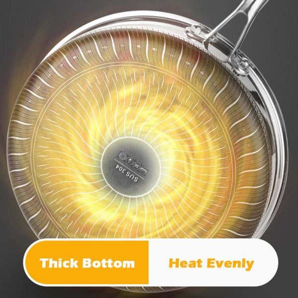 Stainless Steel Frying Pan Non-Stick Cooking Frypan Cookware 28cm Honeycomb Double Sided - Image 5