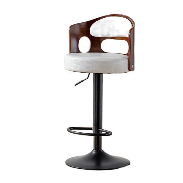 Bar Stools Kitchen Bar Stool Leather Barstools Swivel Gas Lift Counter Chairs- White - Image 2