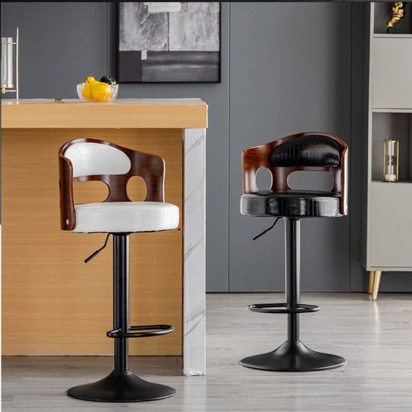 Bar Stools Kitchen Bar Stool Leather Barstools Swivel Gas Lift Counter Chairs- White - Image 4