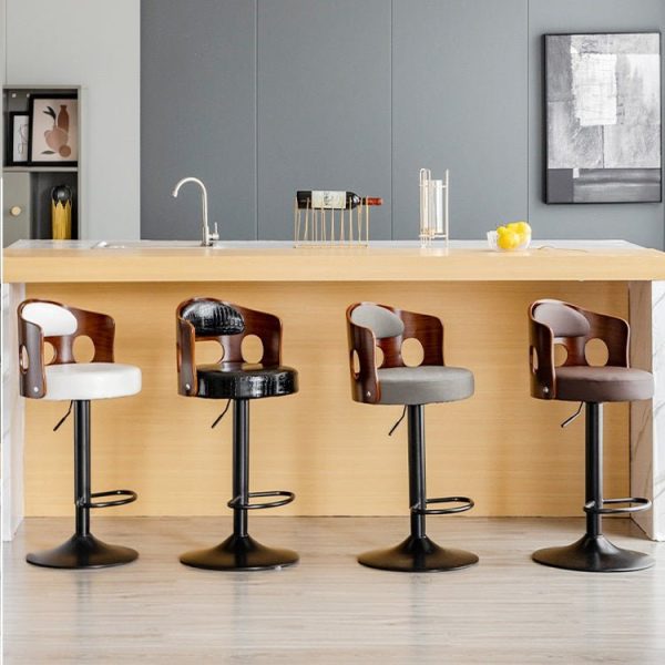 Bar Stools Kitchen Bar Stool Leather Barstools Swivel Gas Lift Counter Chairs- White - Image 5
