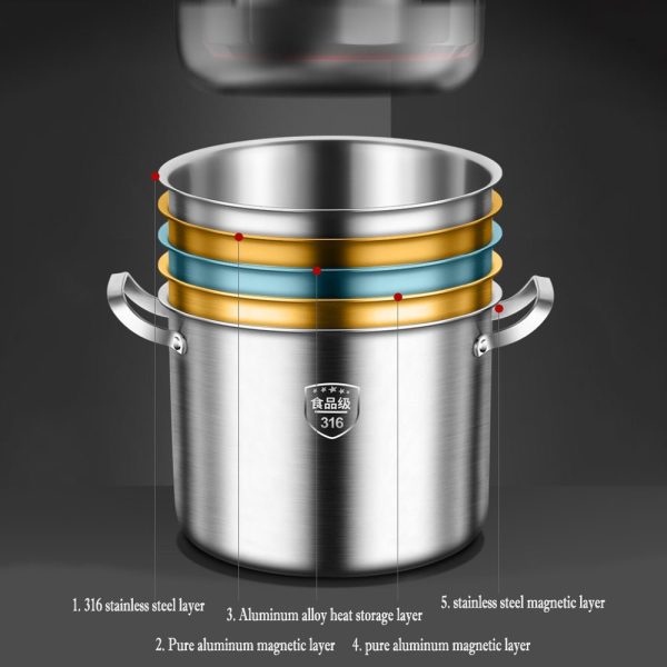 316 Stainless Steel 2.5mm Thick Soup Pot 28cm Inner Diameter Healthy Cooking - Image 3
